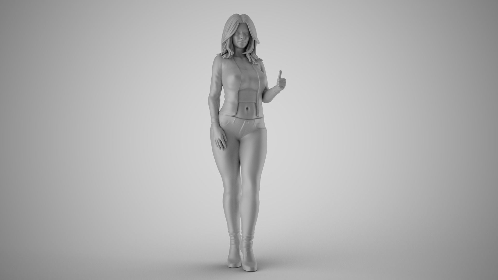 Woman Showing Thumbs Up 3D print model_3