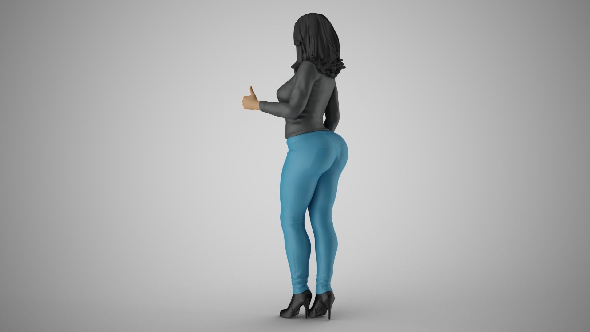 Woman Showing Thumbs Up 3D print model_9