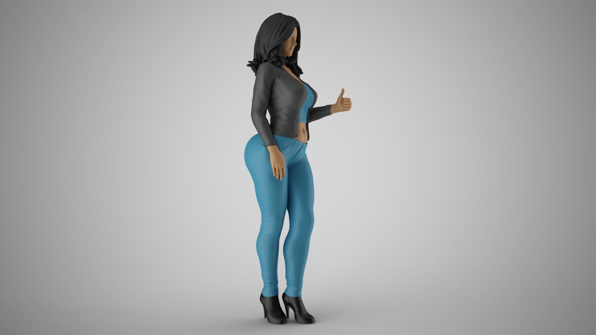 Woman Showing Thumbs Up 3D print model_5