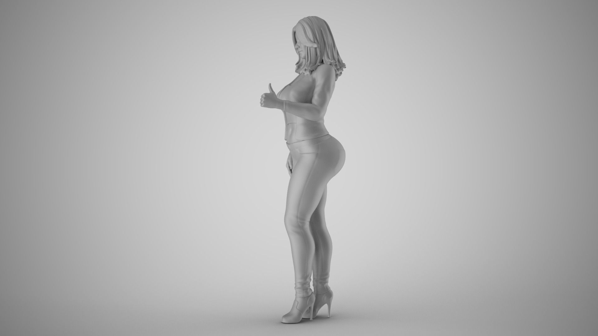 Woman Showing Thumbs Up 3D print model_1