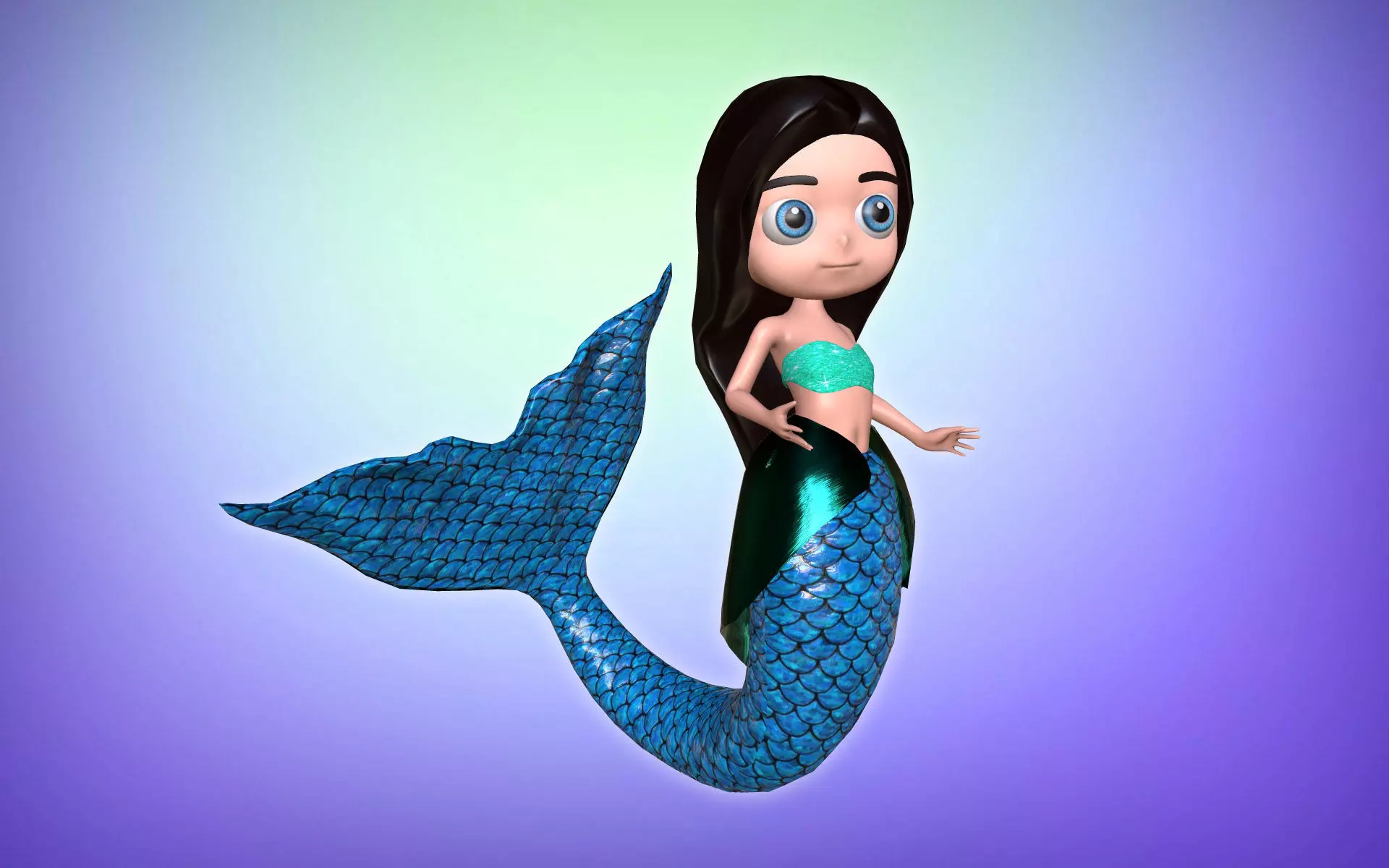 Sweet mermaid II Low-poly 3D model