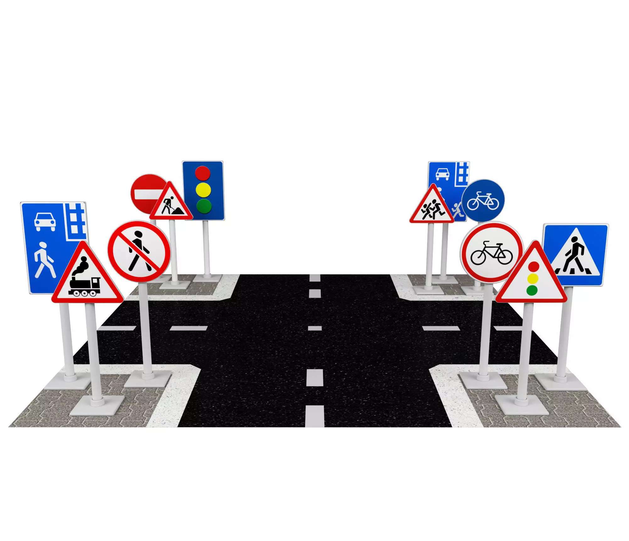 Children play signs road 3D model_0