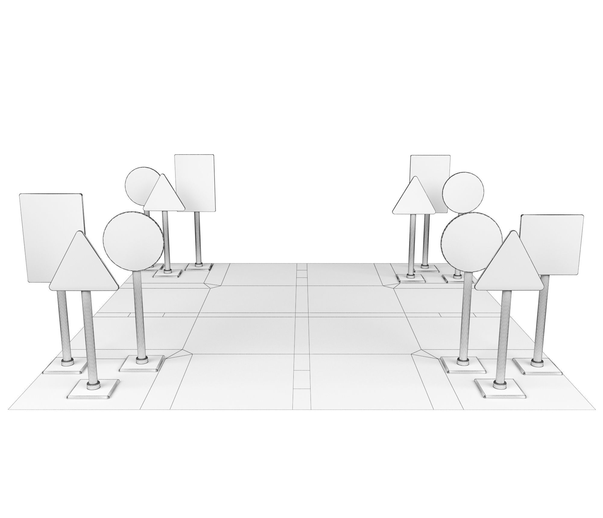 Children play signs road 3D model_4