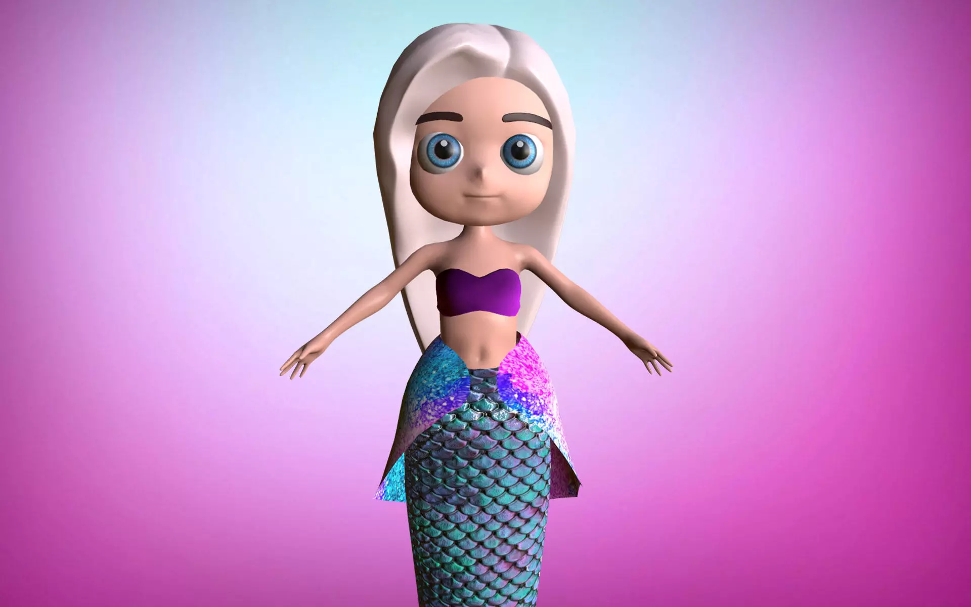 Sweet mermaid III Low-poly 3D model