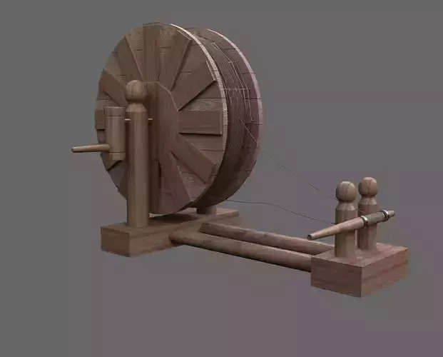 3D Medieval Sheave - Spinning Wheel - Winder  Low-poly 3D model