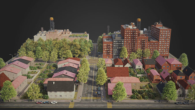 Realistic City District A10-R18 MAYA Low-poly 3D model 2