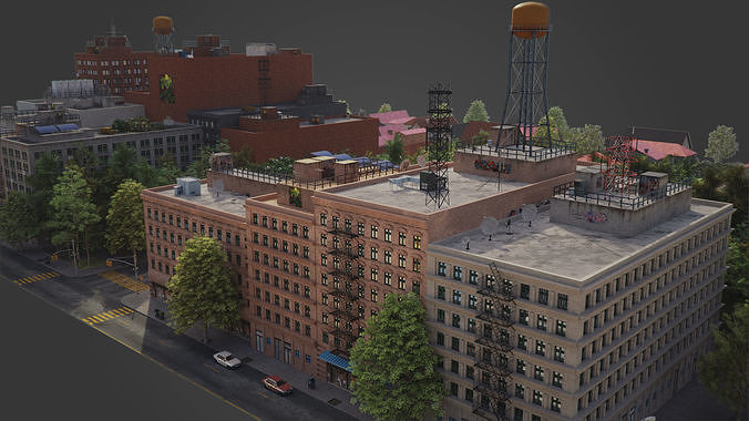 Realistic City District A10-R18 MAYA Low-poly 3D model 7