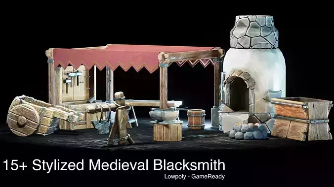 Medieval Blacksmith - 15 Stylized Props