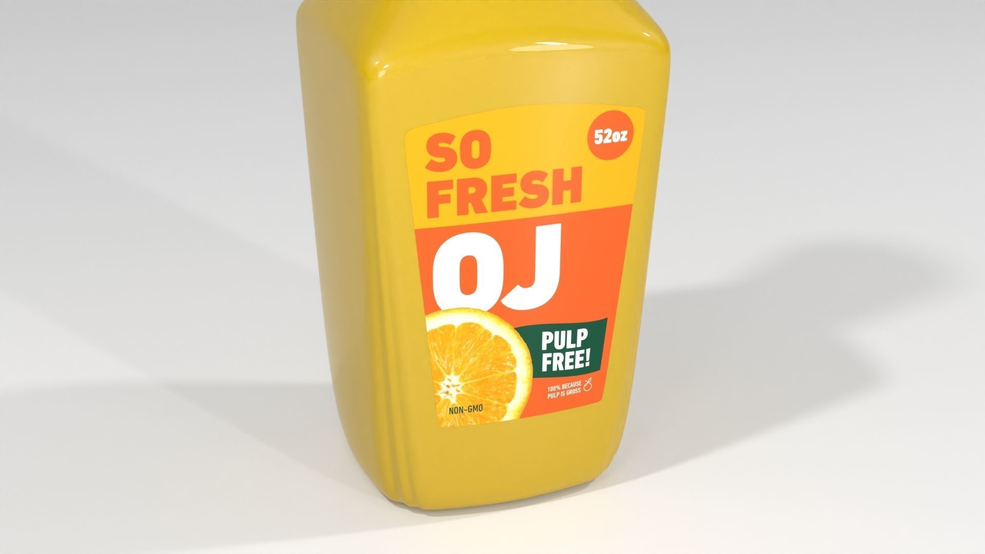 3D Orange Juice Jug Bottle with Professionally Designed Art 3D model_3