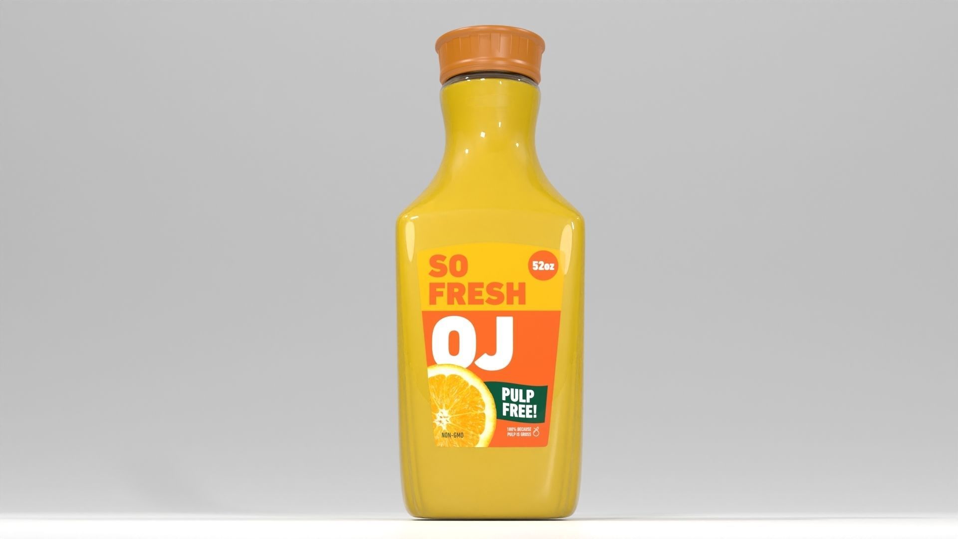 3D Orange Juice Jug Bottle with Professionally Designed Art 3D model_5