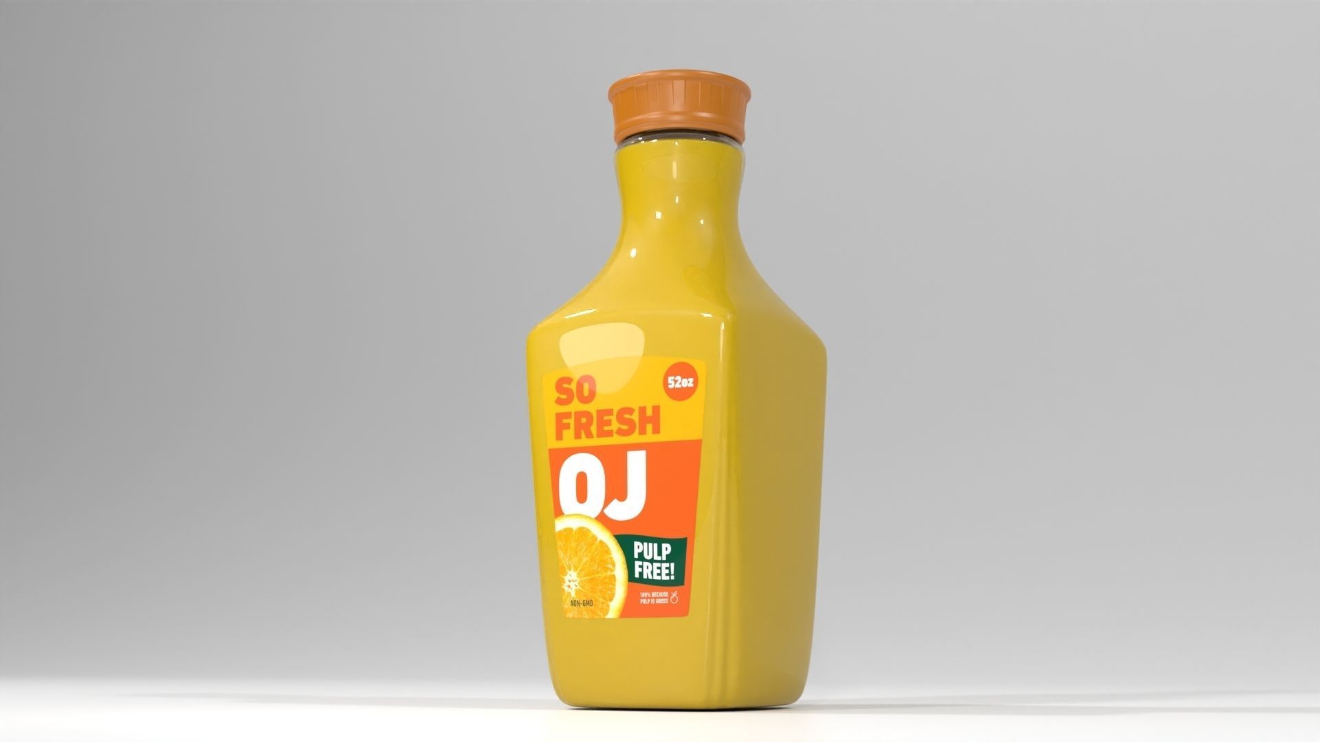 3D Orange Juice Jug Bottle with Professionally Designed Art 3D model_4