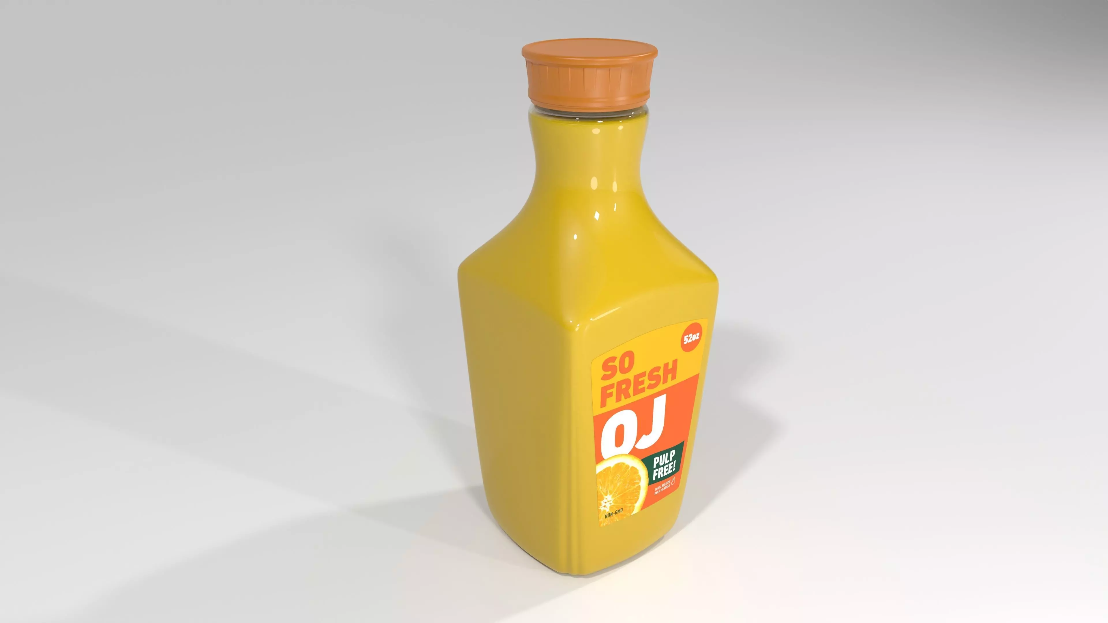 3D Orange Juice Jug Bottle with Professionally Designed Art 3D model_0