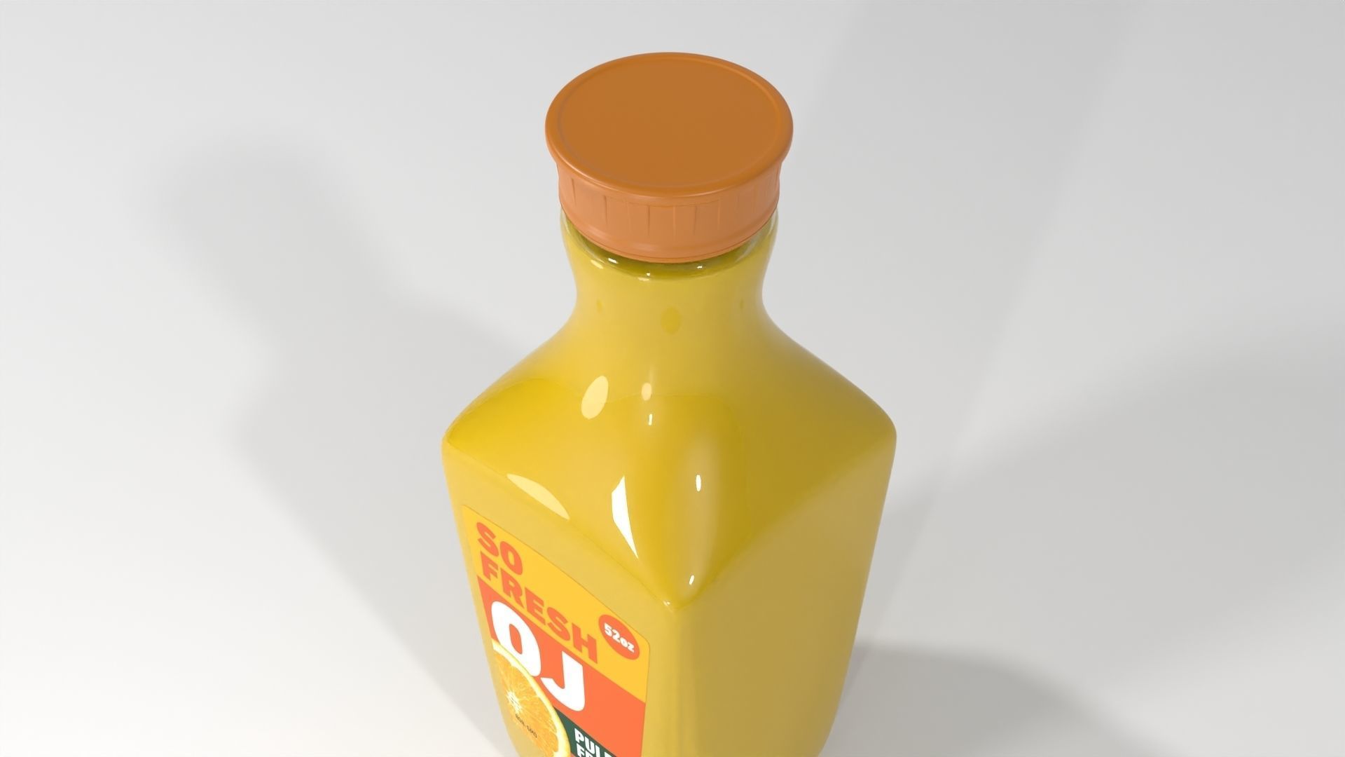 3D Orange Juice Jug Bottle with Professionally Designed Art 3D model_9