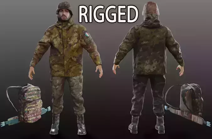 RIGGED SOLDIER UNIFORM- SCANNED ASSET PACK