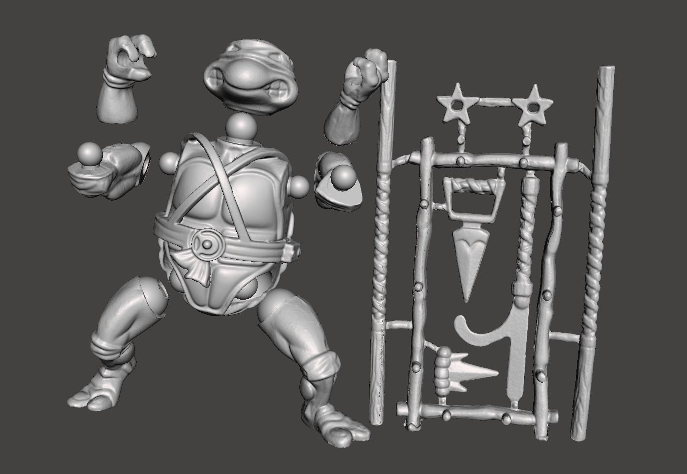 DONATELLO VINTAGE TEENAGE MUTANT NINJA TURTLES ACTION FIGURE 3D print model_6