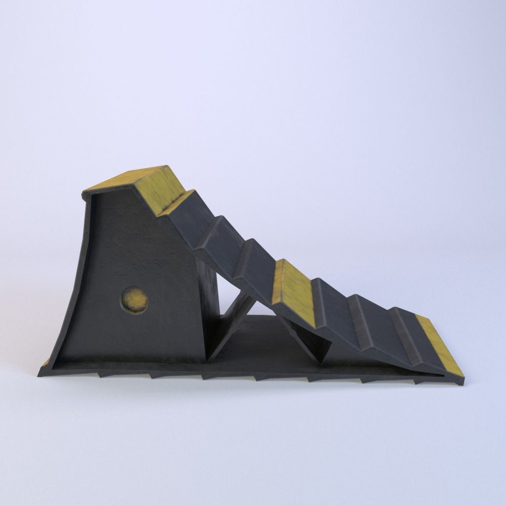 Wheel chock Low-poly 3D model_2