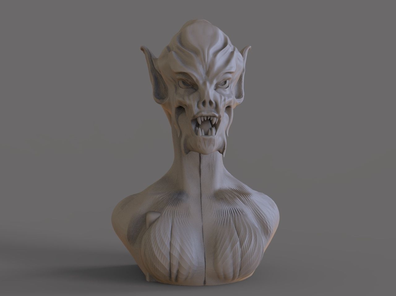 Vampire Woman Bust 3D print model_2
