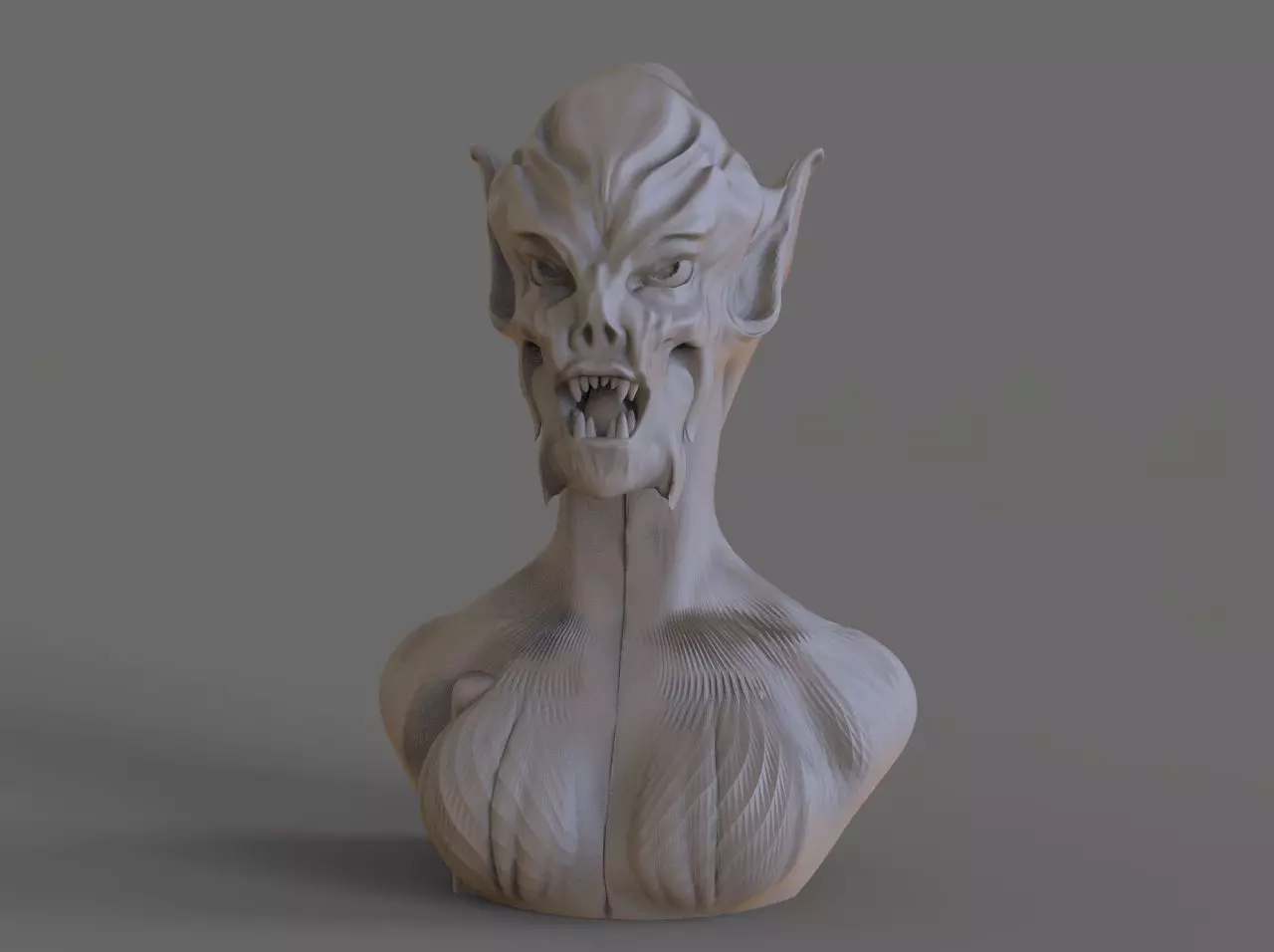 Vampire Woman Bust 3D print model_0