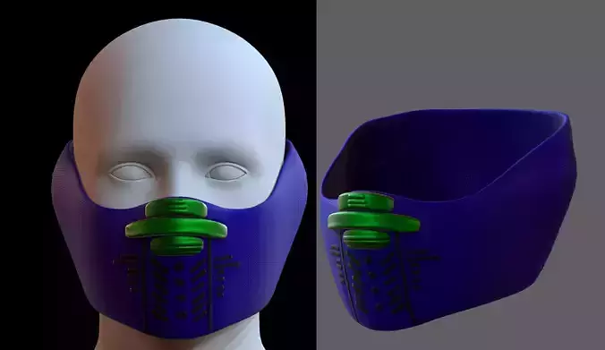 Gas mask helmet 3d model scifi Low-poly 
