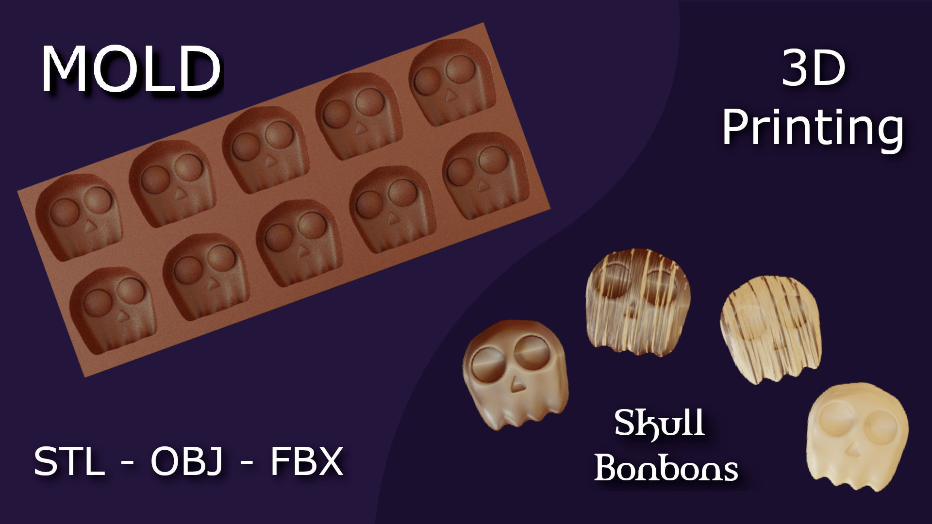 Skull Chocolate Mold  3D print model_5