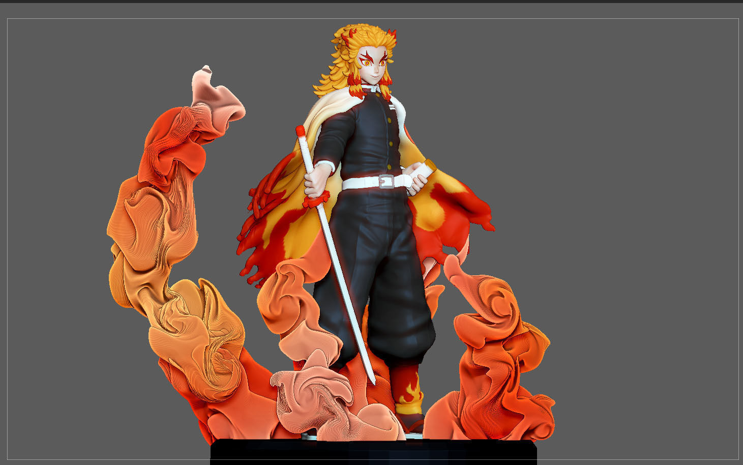 RENGOKU KIMETSU NO YAIBA ANIME STATUE CHARACTER 3D print model_3