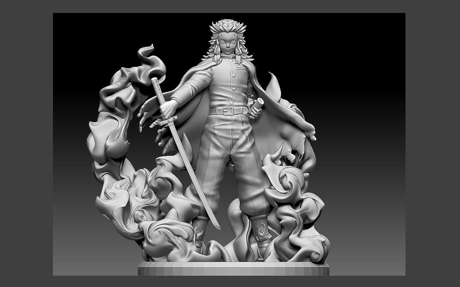 RENGOKU KIMETSU NO YAIBA ANIME STATUE CHARACTER 3D print model_12