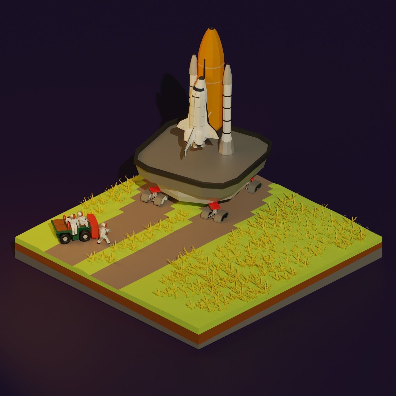 Rocket Launcher Base in Low Poly Low-poly 3D model_1