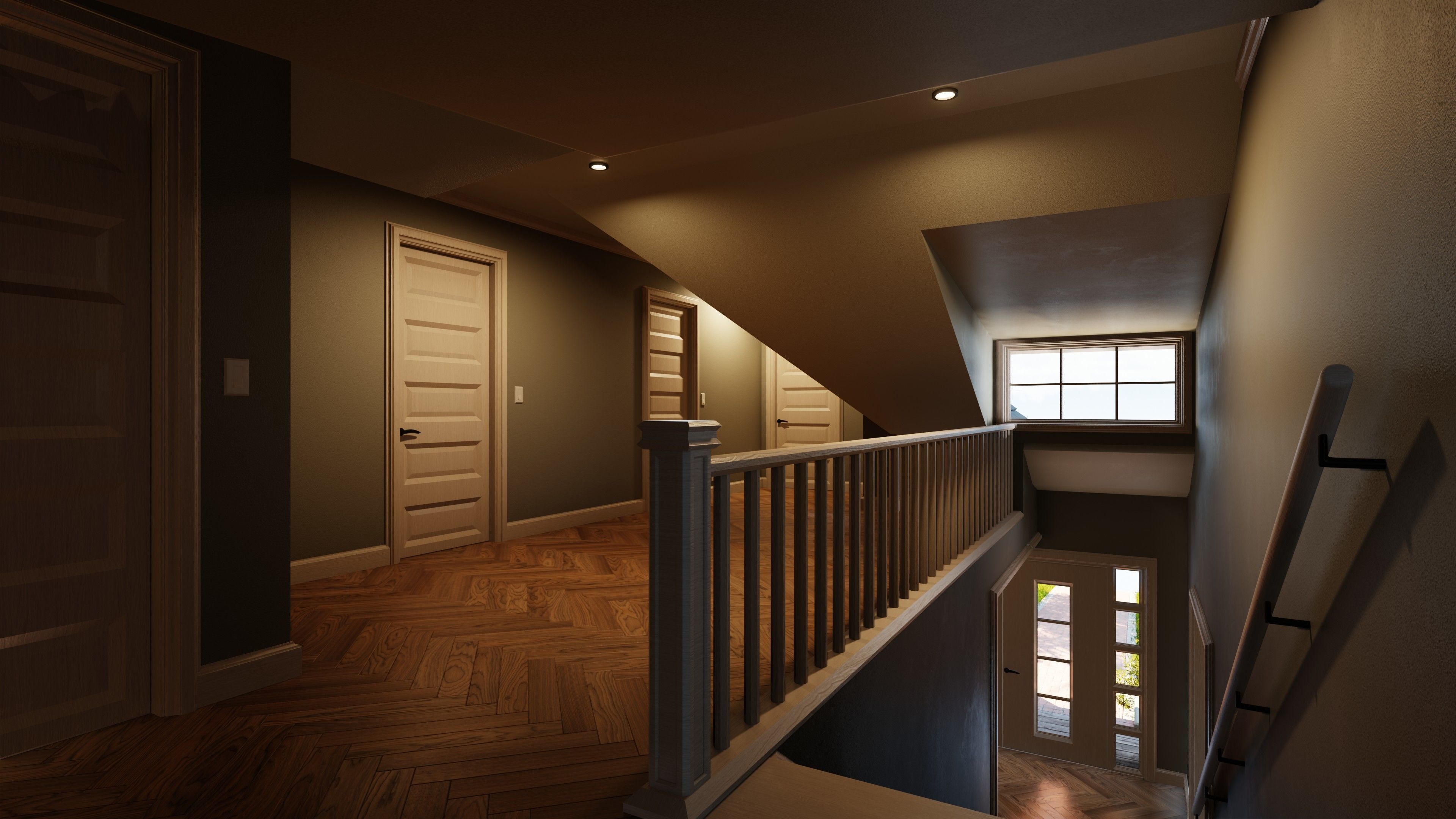 Classic style porch house without furniture Low-poly 3D model_18