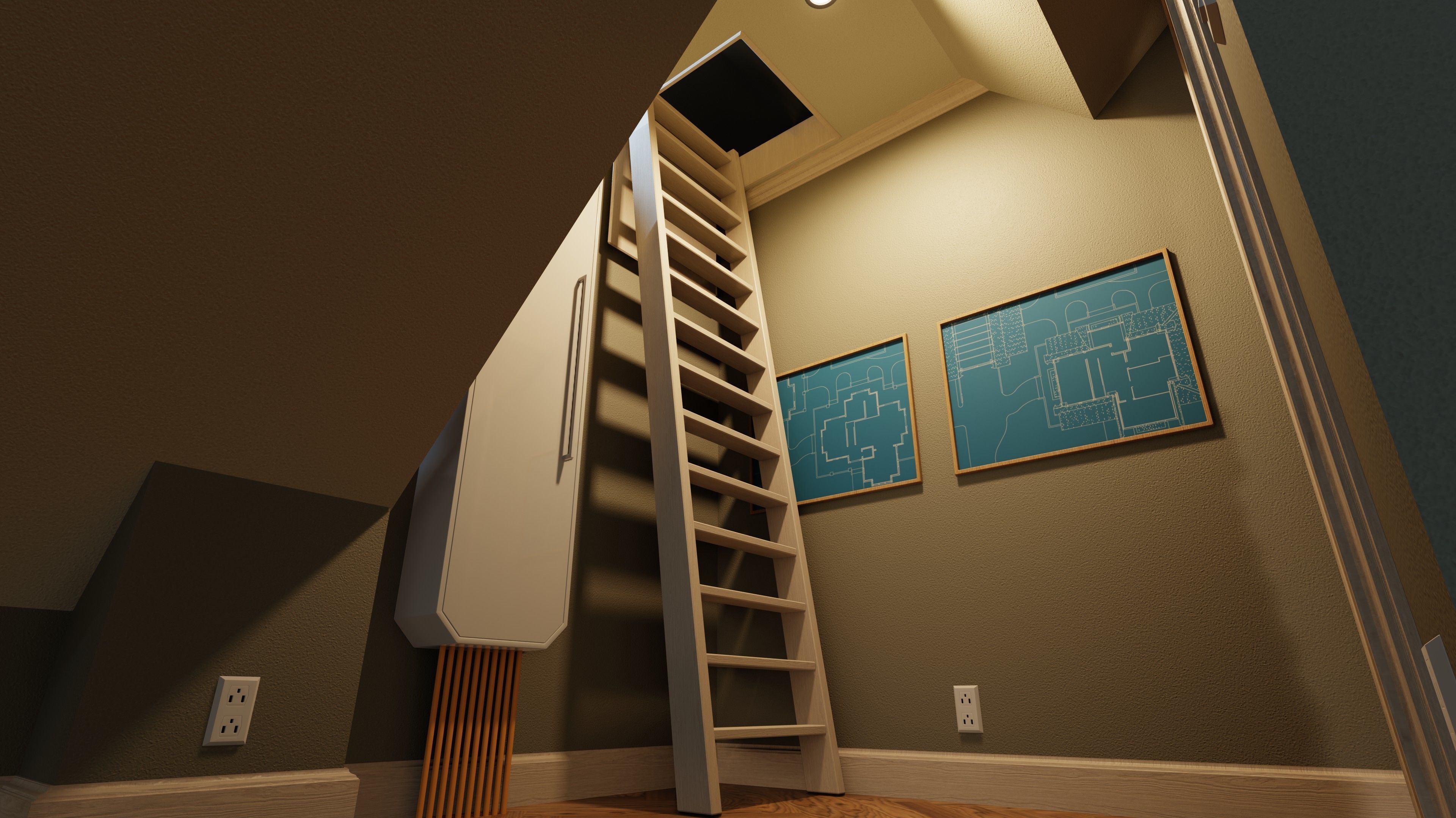 Classic style porch house without furniture Low-poly 3D model_27