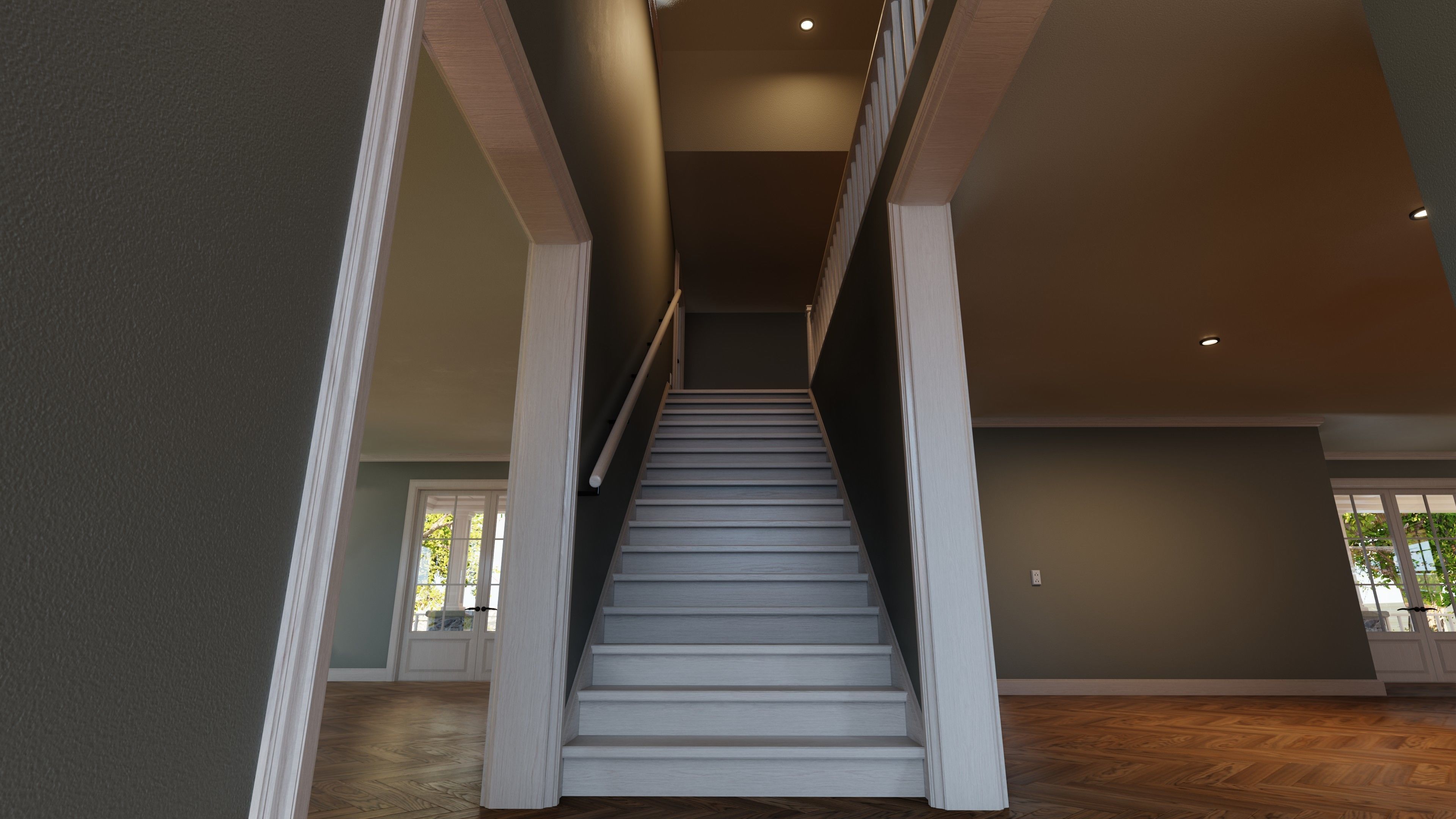 Classic style porch house without furniture Low-poly 3D model_16