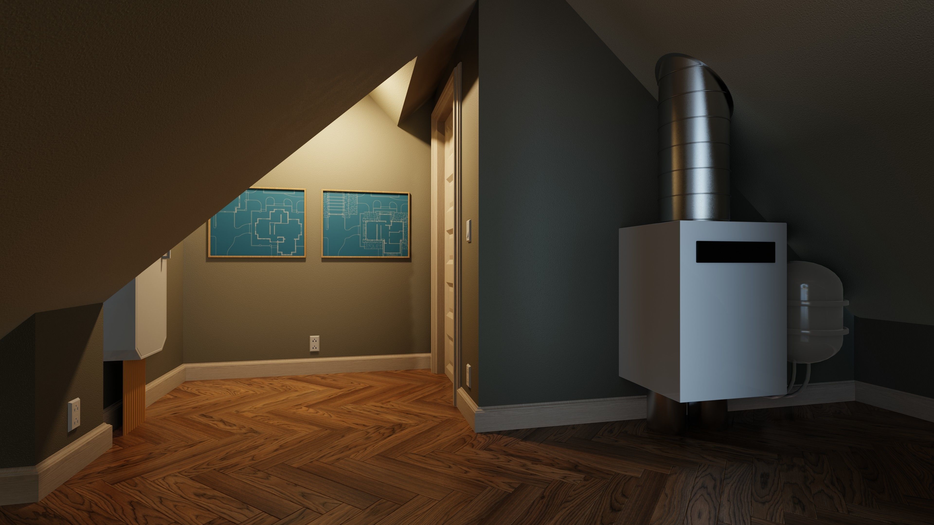 Classic style porch house without furniture Low-poly 3D model_26