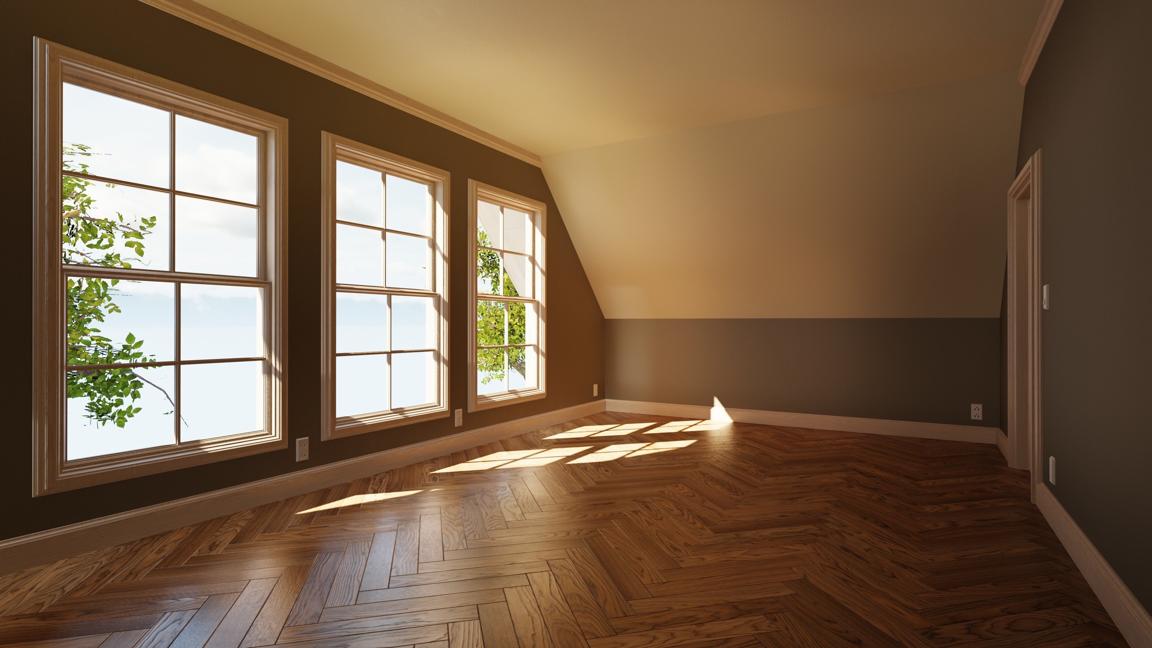 Classic style porch house without furniture Low-poly 3D model_35