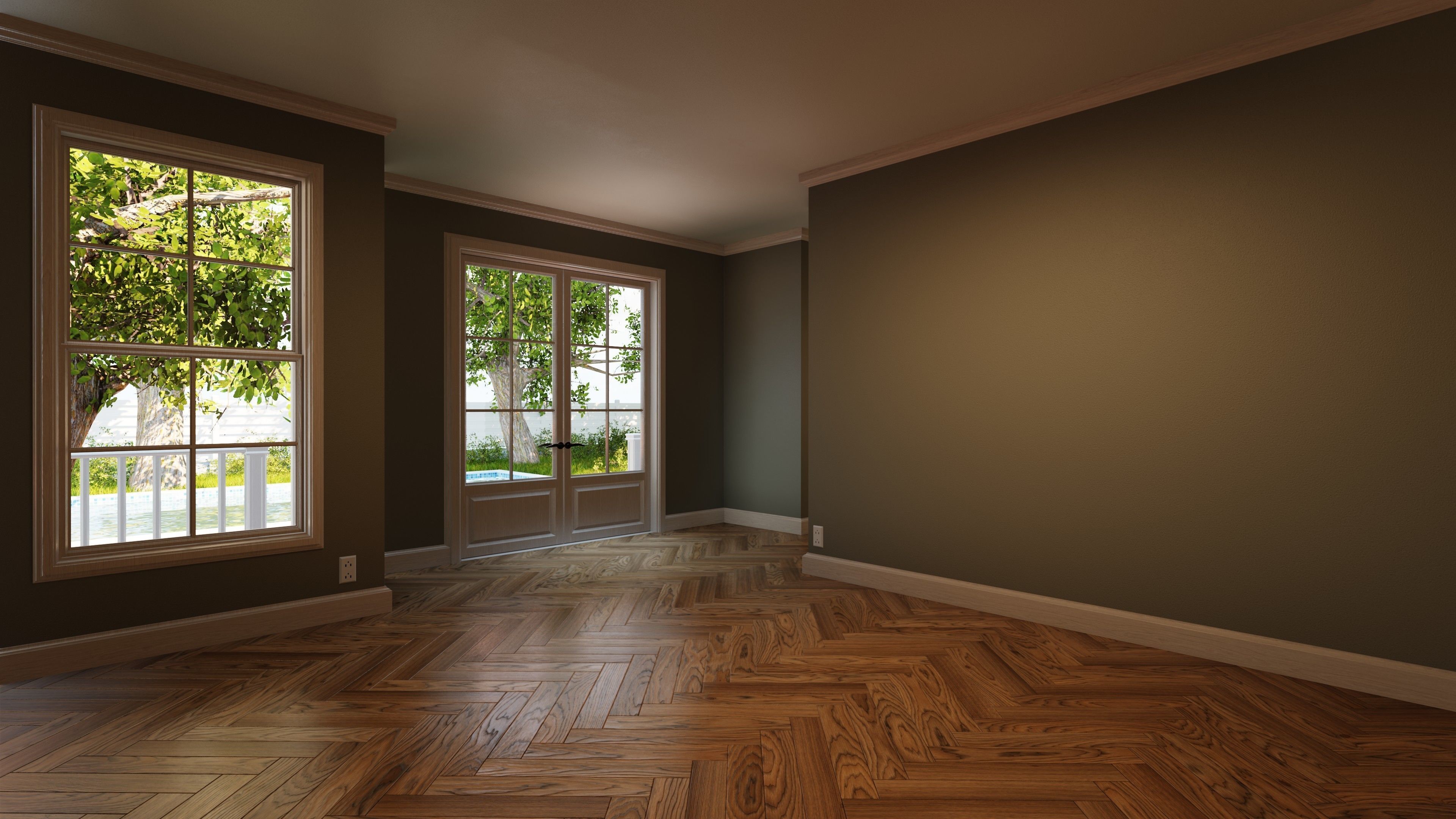 Classic style porch house without furniture Low-poly 3D model_12