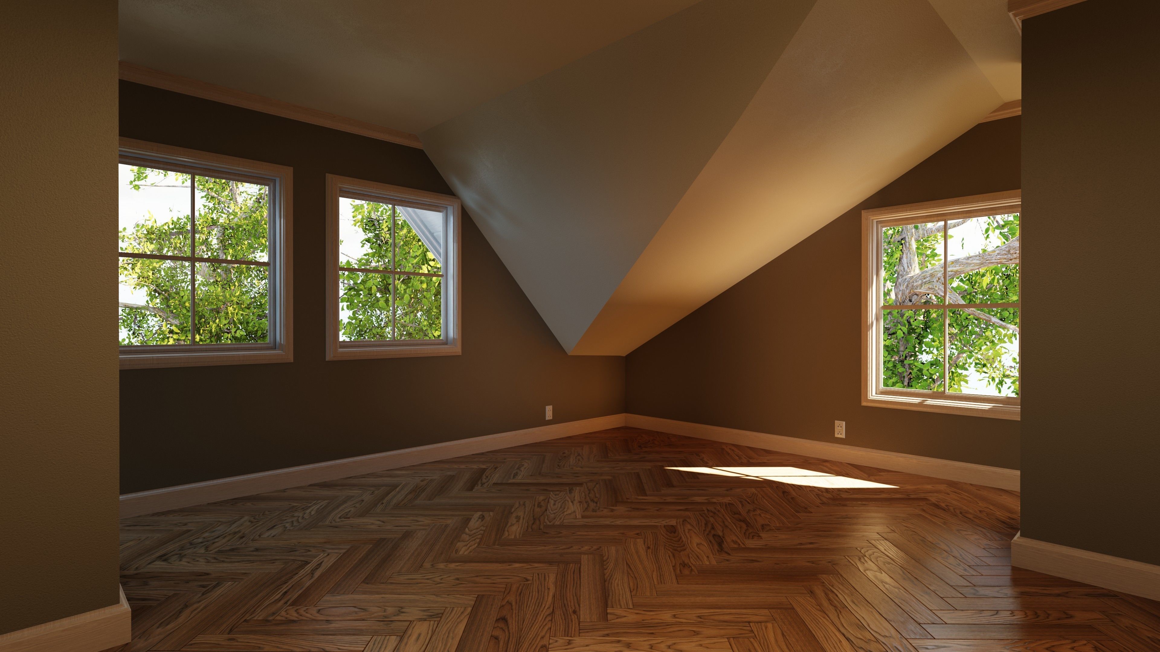 Classic style porch house without furniture Low-poly 3D model_29