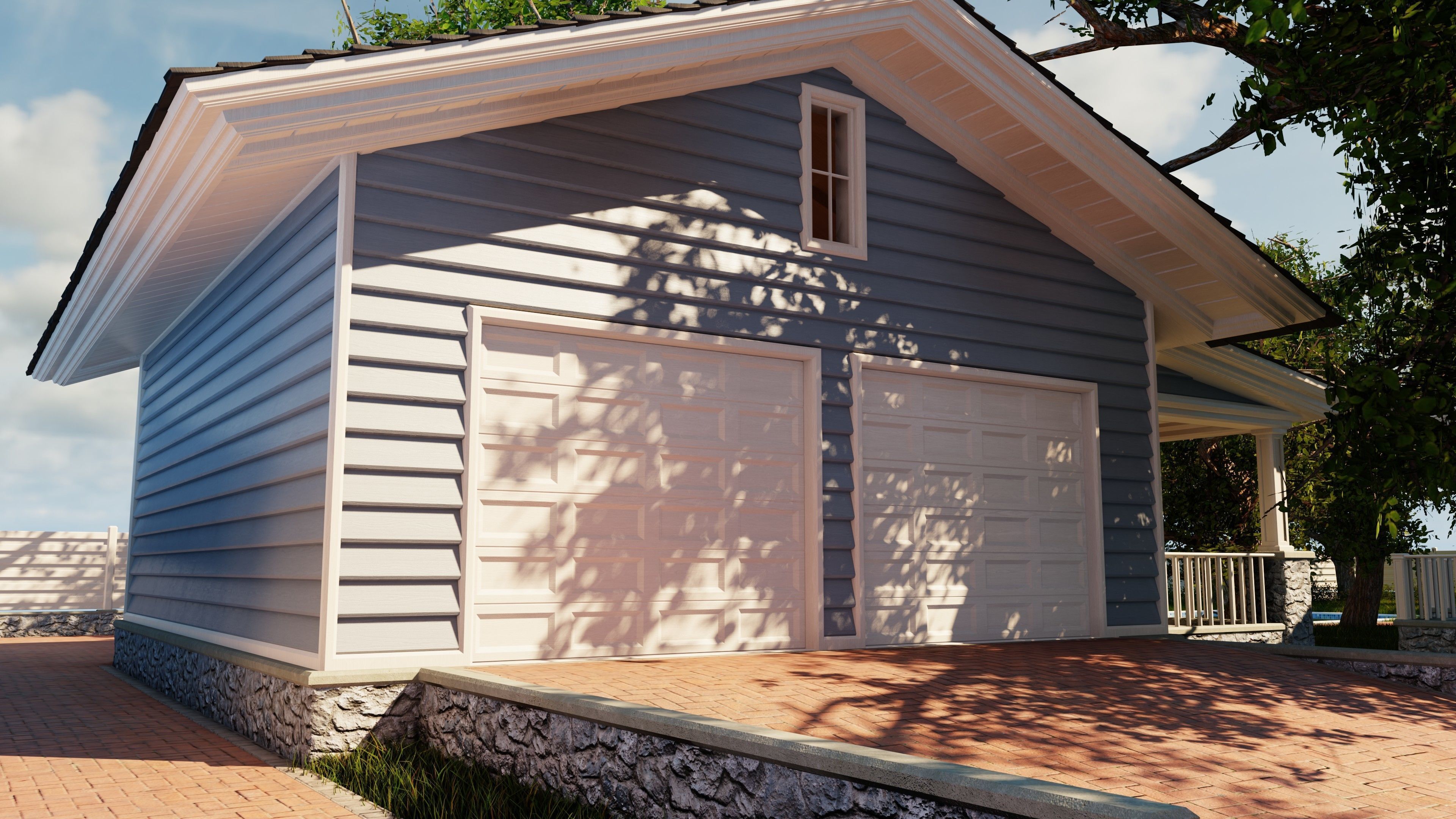 Classic style porch house without furniture Low-poly 3D model_23