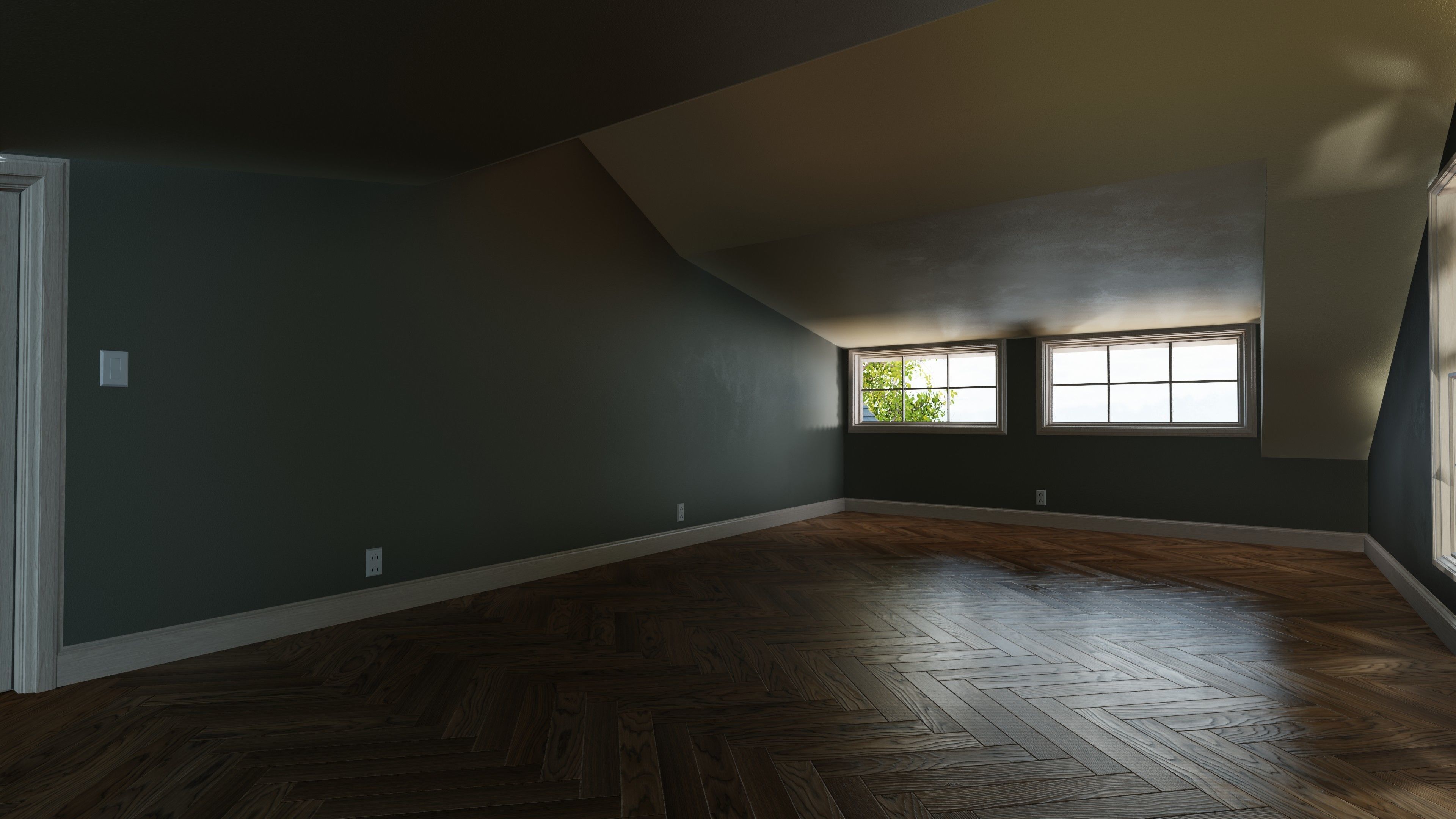 Classic style porch house without furniture Low-poly 3D model_19