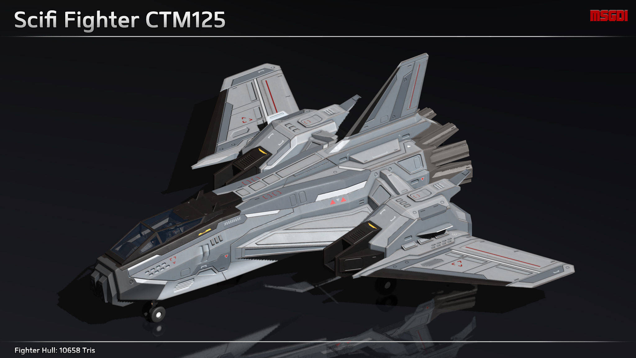 Scifi Fighter CTM125 Low-poly 3D model_1