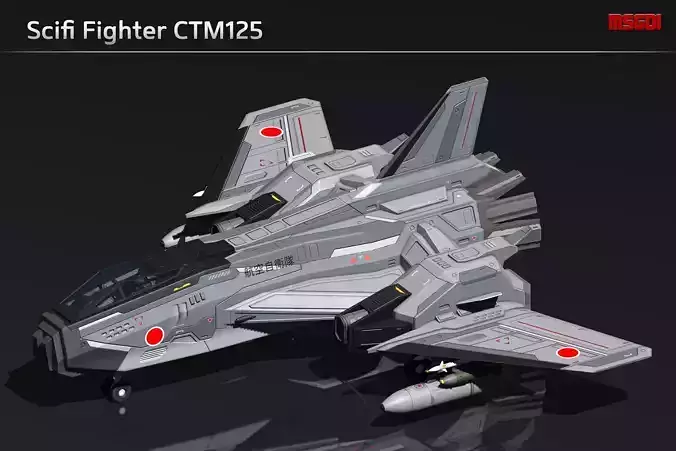 Scifi Fighter CTM125 Low-poly 3D model