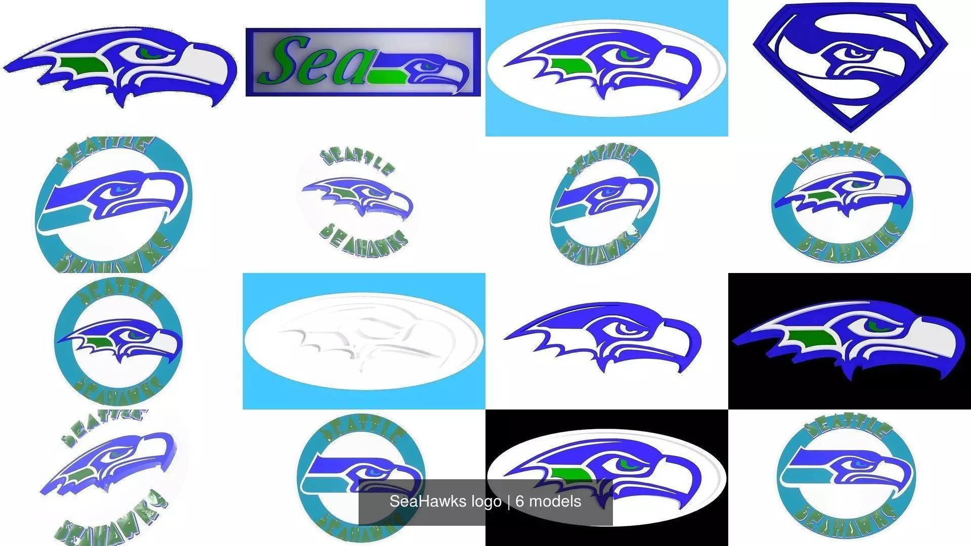 SeaHawks logo 3D Model Collection_0