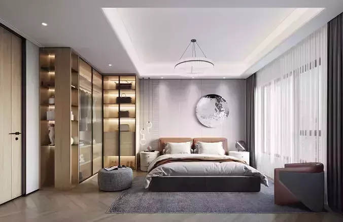 Bedroom-Bathroom-CORONA 3dmodel 3D model modern bedroom interior design