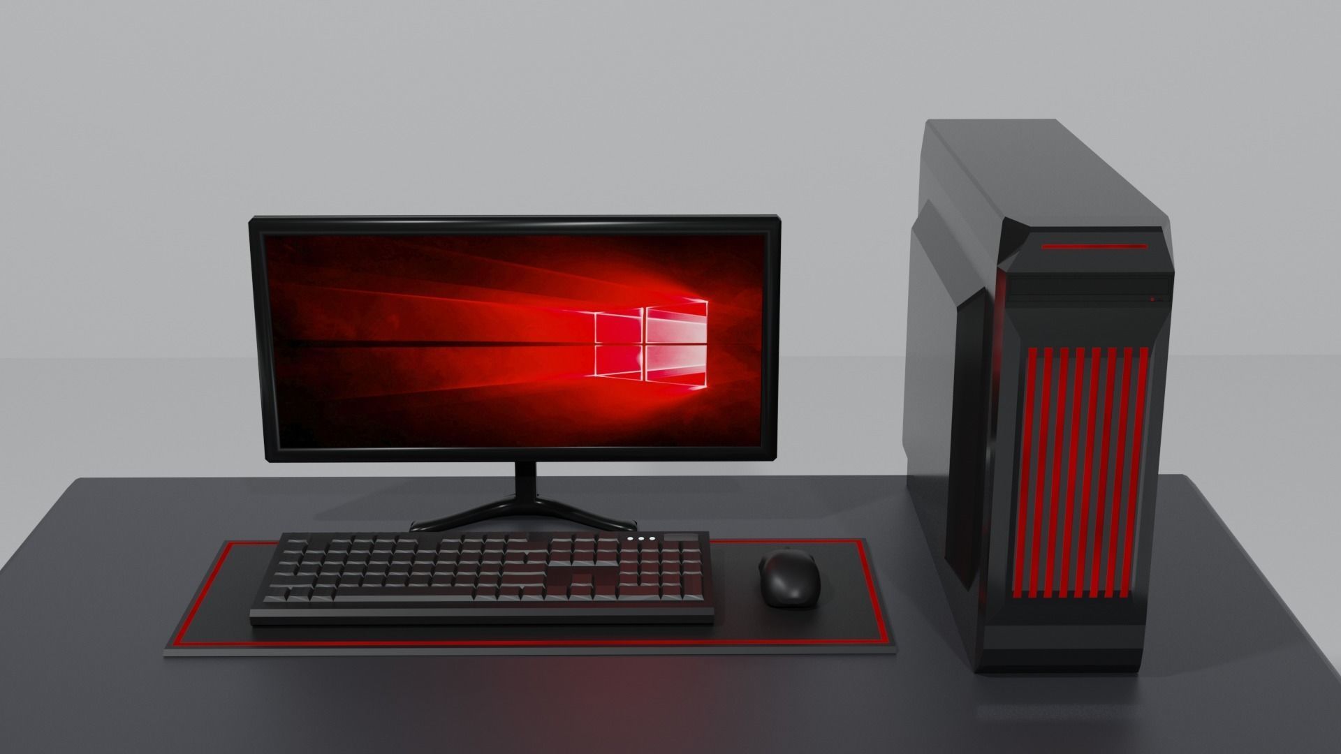 Realistic Desktop PC Low-poly 3D model_1