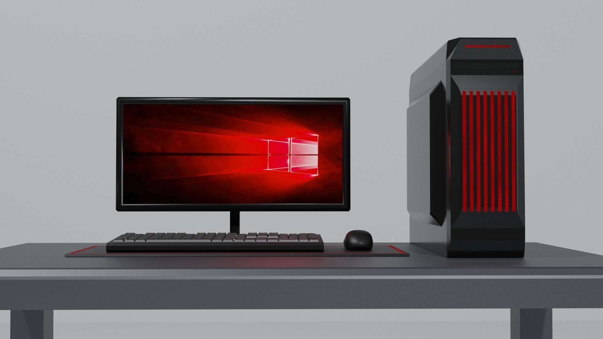 Realistic Desktop PC Low-poly 3D model_2