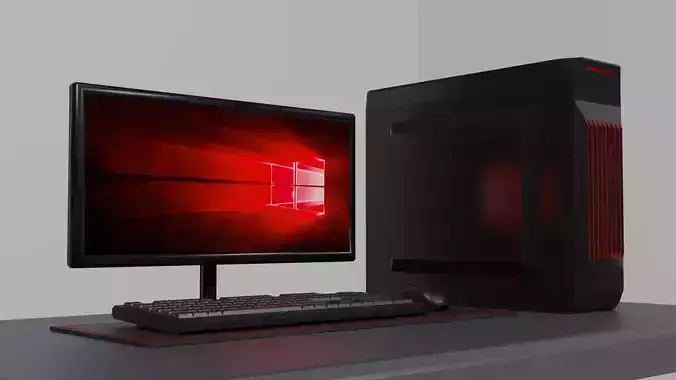 Realistic Desktop PC Low-poly 3D model