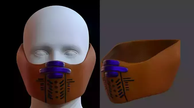 Gas mask helmet 3d model scifi Low-poly 
