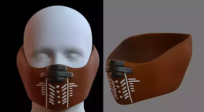 Gas mask helmet 3d model scifi Low-poly 