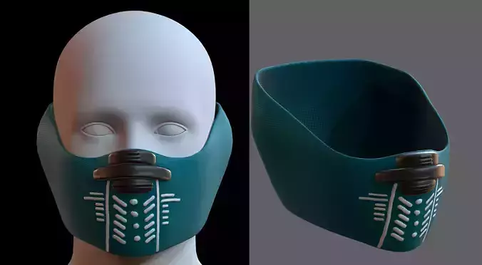 Gas mask helmet 3d model scifi Low-poly 