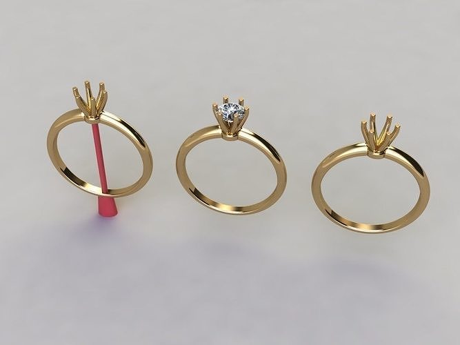 6 Prong Solitaire Engagement Ring 3D print model