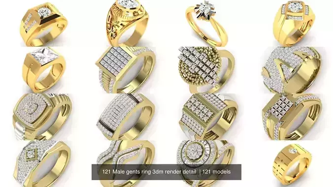 121 Male gents ring 3dm render detail  3D Model Collection