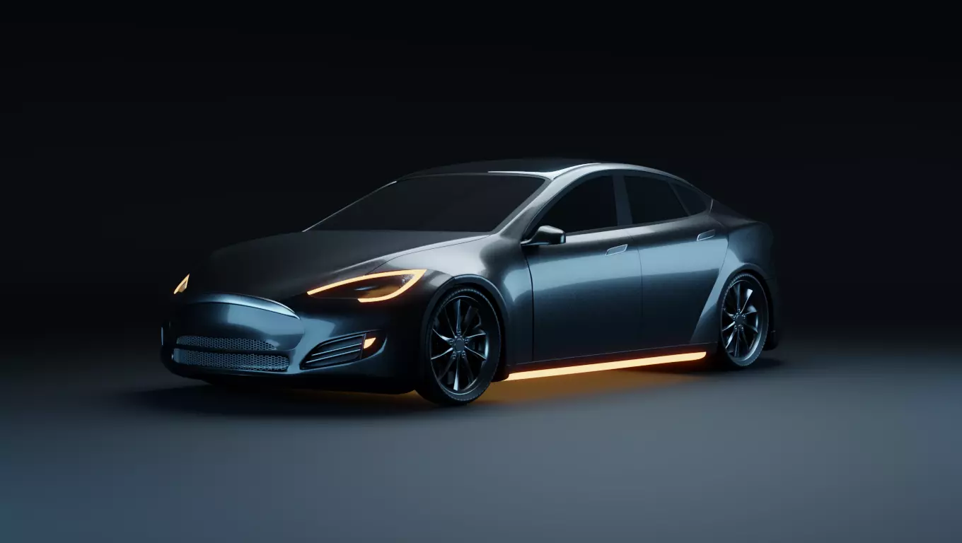 Tesla Model S electric car Low-poly 3D model
