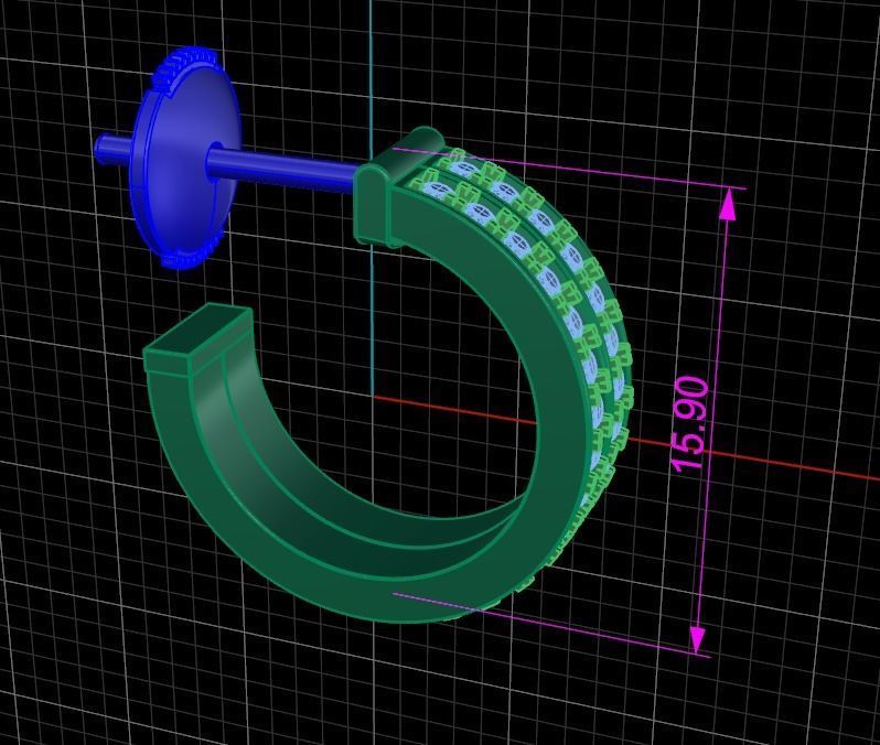 Double Infinity Diamond Hoop Fashion Earring 3D print model_4